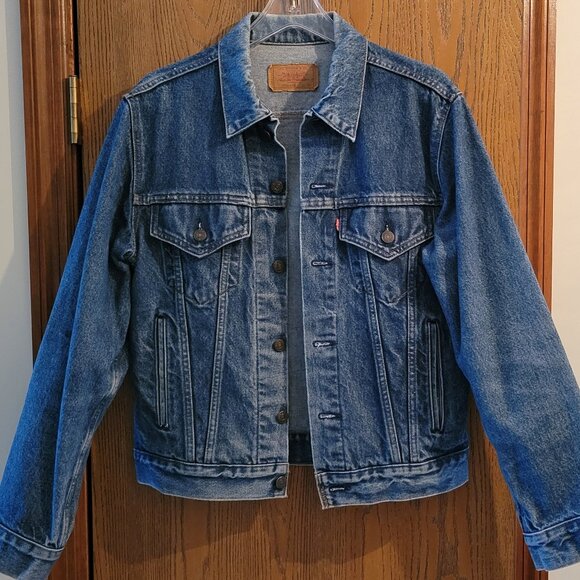 Vintage 80's Levi's Denim Trucker Jacket Red Tab Size 40R Made in USA 70506-0216 - Picture 1 of 16